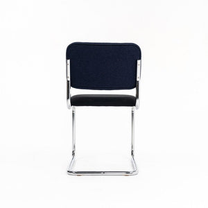 2019 Cesca Armless Side Chair, 51C by Marcel Breuer for Knoll in Chrome with Blue / Grey Fabric 7x Available