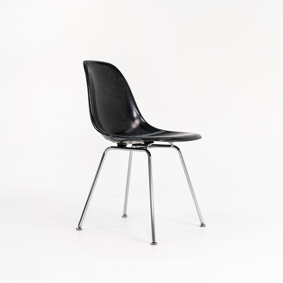 SOLD C. 2018 Modernica Fiberglass Dining / Side Shell Chair in Black with Chrome H Base 2x Available