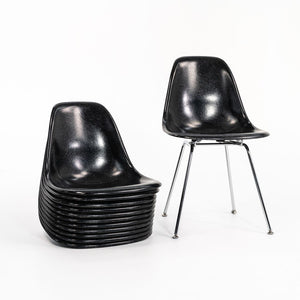 SOLD C. 2018 Modernica Fiberglass Dining / Side Shell Chair in Black with Chrome H Base 2x Available