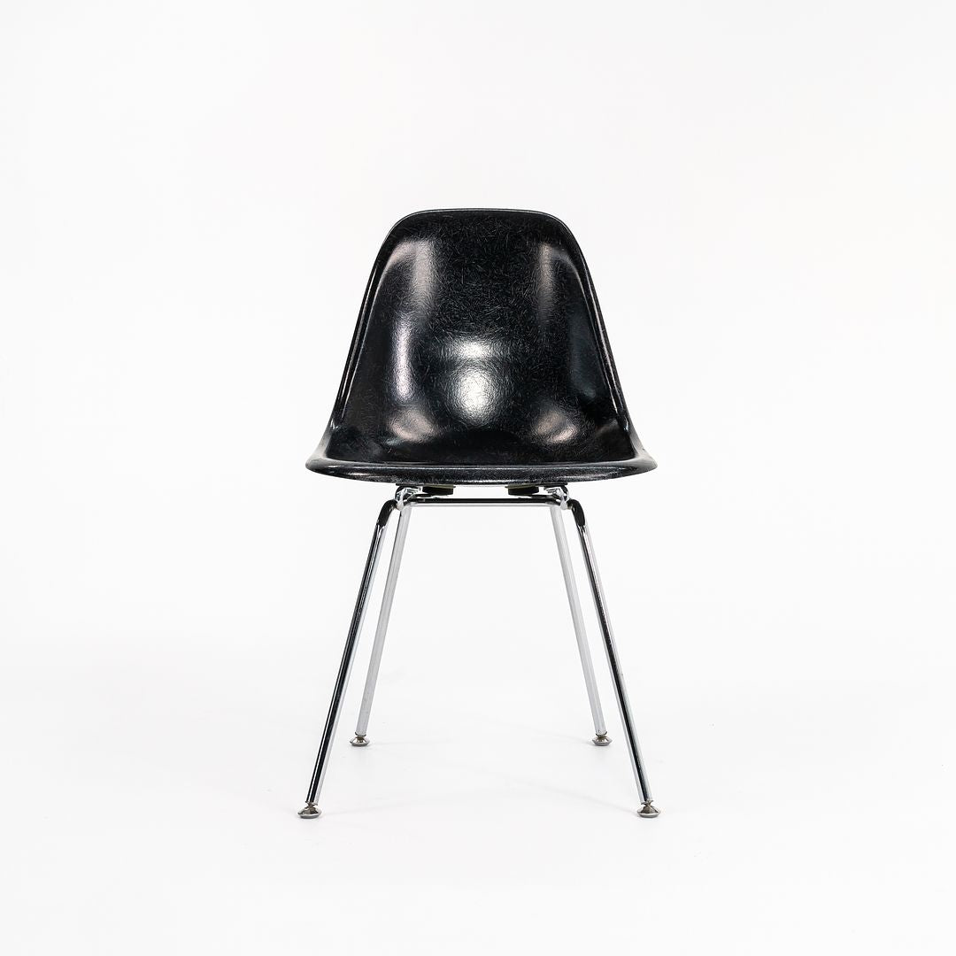 SOLD C. 2018 Modernica Fiberglass Dining / Side Shell Chair in Black with Chrome H Base 2x Available