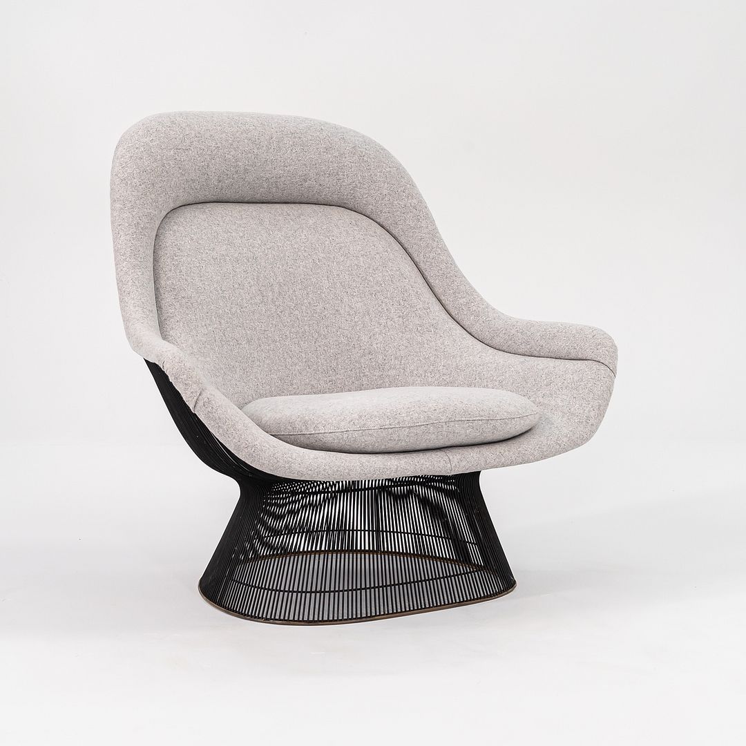 SOLD 1960s Platner Easy Chair and Ottoman, Models 1705L and 1709Y by Warren Platner for Knoll in New Divine Melange Fabric