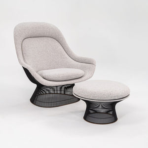 SOLD 1960s Platner Easy Chair and Ottoman, Models 1705L and 1709Y by Warren Platner for Knoll in New Divine Melange Fabric