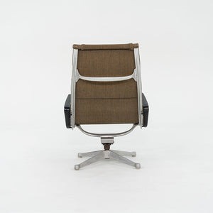 1958 Aluminum Group Lounge Chair, Model 682 by Ray and Charles Eames for Herman Miller in Rare Ratan Fabric