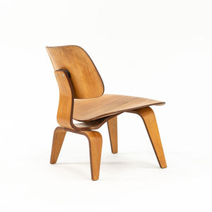 SOLD 1951 LCW Lounge Chairs by Ray and Charles Eames for Herman Miller, Evans Calico Ash, Rubber, Steel