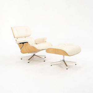 SOLD 2018 Eames Lounge Chair and Ottoman Models 670 and 671 by Charles and Ray Eames for Herman Miller in Ash and Ivory Leather