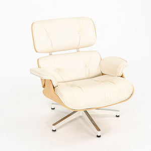 SOLD 2018 Eames Lounge Chair and Ottoman Models 670 and 671 by Charles and Ray Eames for Herman Miller in Ash and Ivory Leather