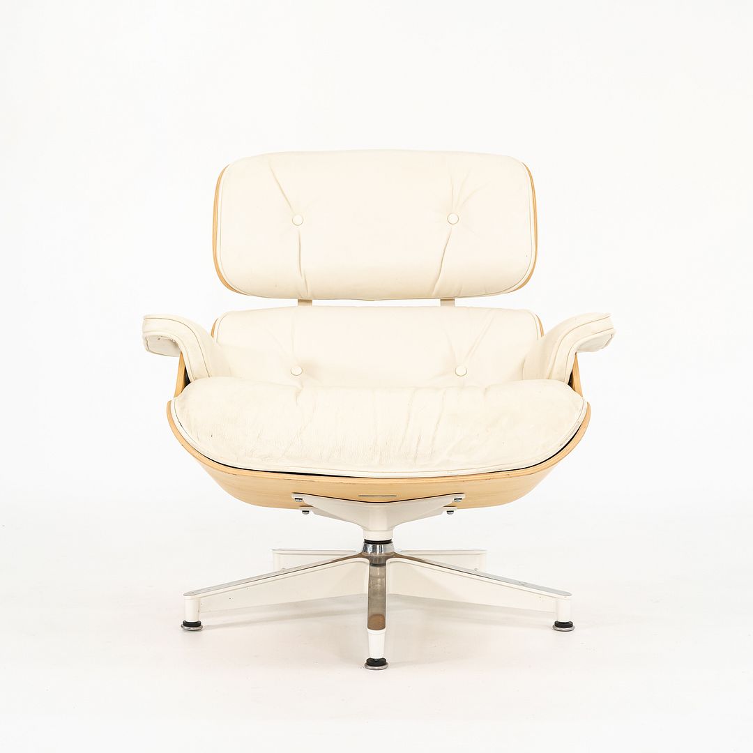 SOLD 2018 Eames Lounge Chair and Ottoman Models 670 and 671 by Charles and Ray Eames for Herman Miller in Ash and Ivory Leather