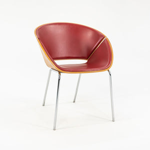 SOLD 1990s Set of Five Lipse Dining Chairs by Wolfgang Mezger for Walter Knoll in Red Leather and Bent Plywood