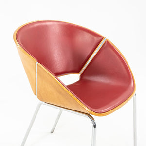 SOLD 1990s Set of Five Lipse Dining Chairs by Wolfgang Mezger for Walter Knoll in Red Leather and Bent Plywood