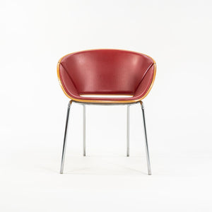 SOLD 1990s Set of Five Lipse Dining Chairs by Wolfgang Mezger for Walter Knoll in Red Leather and Bent Plywood