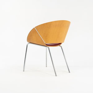 SOLD 1990s Set of Five Lipse Dining Chairs by Wolfgang Mezger for Walter Knoll in Red Leather and Bent Plywood