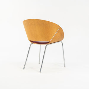 SOLD 1990s Set of Five Lipse Dining Chairs by Wolfgang Mezger for Walter Knoll in Red Leather and Bent Plywood