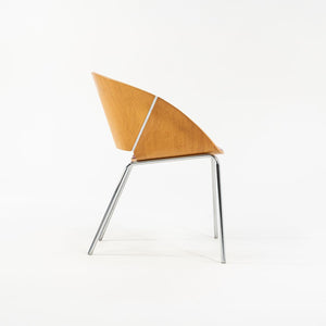 SOLD 1990s Set of Five Lipse Dining Chairs by Wolfgang Mezger for Walter Knoll in Red Leather and Bent Plywood
