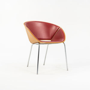 SOLD 1990s Set of Five Lipse Dining Chairs by Wolfgang Mezger for Walter Knoll in Red Leather and Bent Plywood