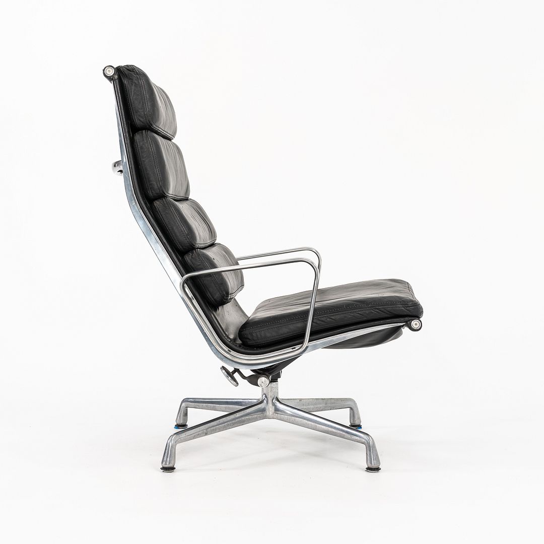 1988 Soft Pad Lounge Chair and Ottoman by Charles and Ray Eames for Herman Miller in Black Leather