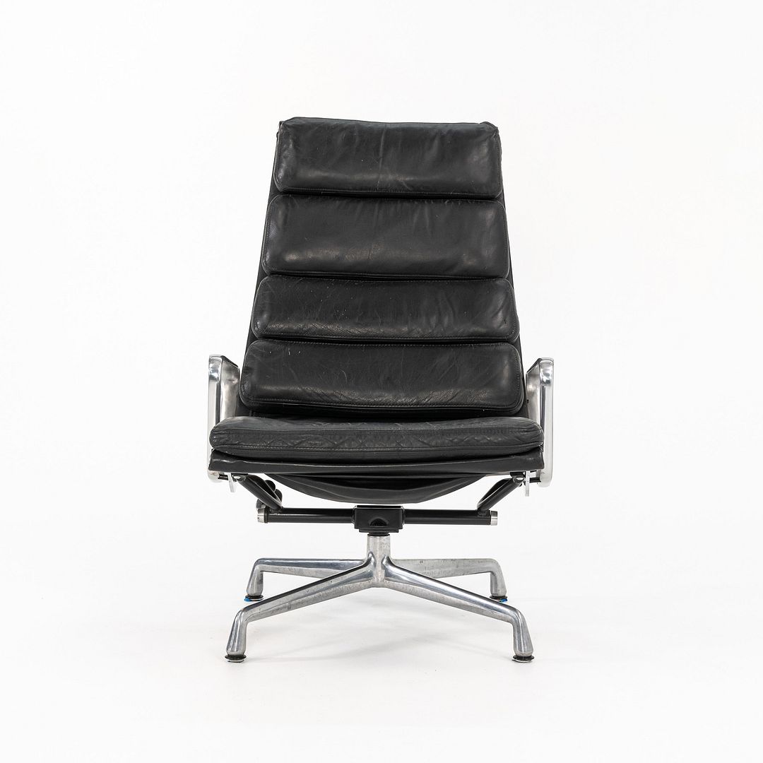 1988 Soft Pad Lounge Chair and Ottoman by Charles and Ray Eames for Herman Miller in Black Leather