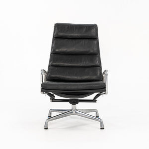 1988 Soft Pad Lounge Chair and Ottoman by Charles and Ray Eames for Herman Miller in Black Leather