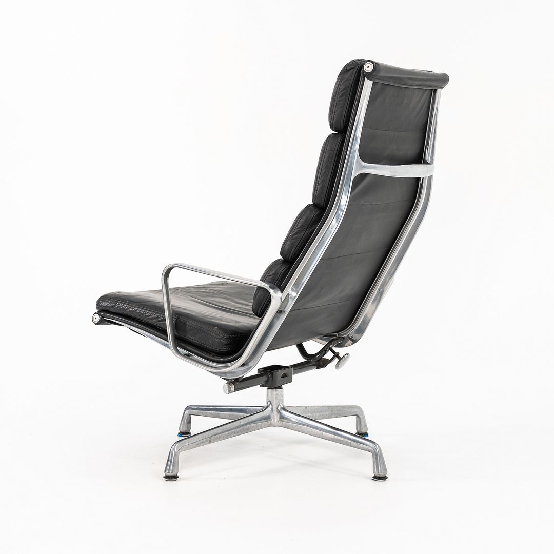 1988 Soft Pad Lounge Chair and Ottoman by Charles and Ray Eames for Herman Miller in Black Leather