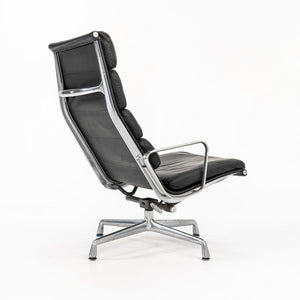 1988 Soft Pad Lounge Chair and Ottoman by Charles and Ray Eames for Herman Miller in Black Leather