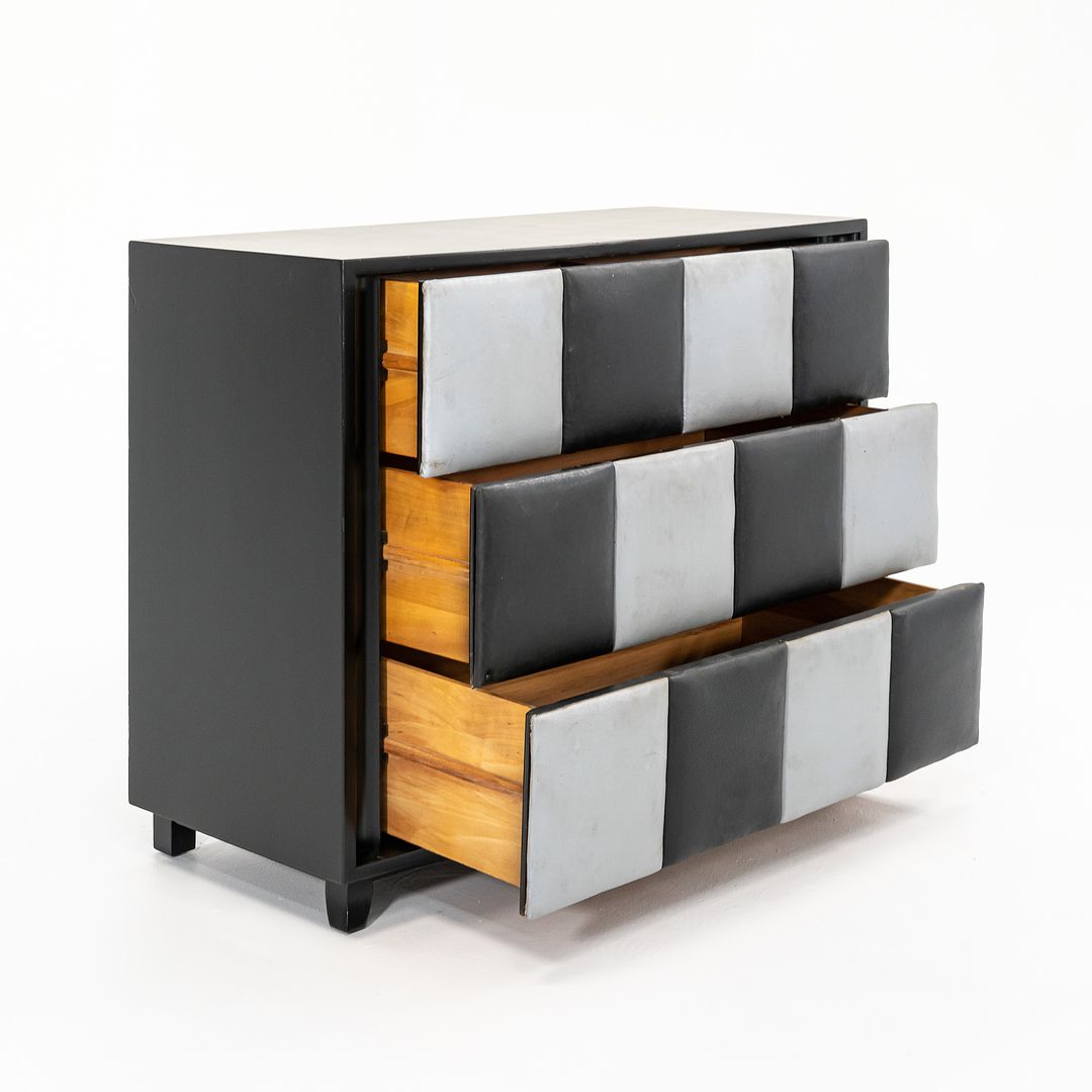 1940s 4140 3-Drawer Chest by Gilbert Rohde for Herman Miller in Ebonized Wood with Leatherette Front