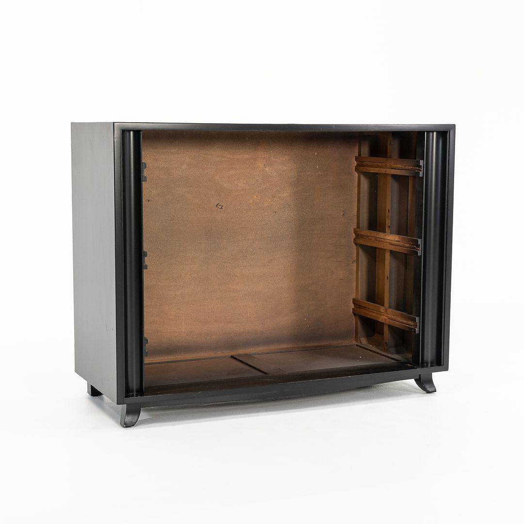 1940s 4140 3-Drawer Chest by Gilbert Rohde for Herman Miller in Ebonized Wood with Leatherette Front