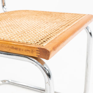 1970s Knoll Cesca Side Chair by Marcel Breuer in Beech, Cane, & Steel, Model B32