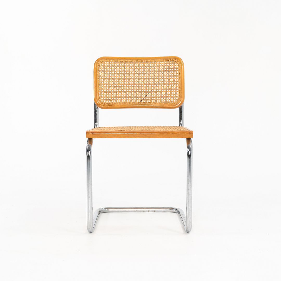 1970s Knoll Cesca Side Chair by Marcel Breuer in Beech, Cane, & Steel, Model B32