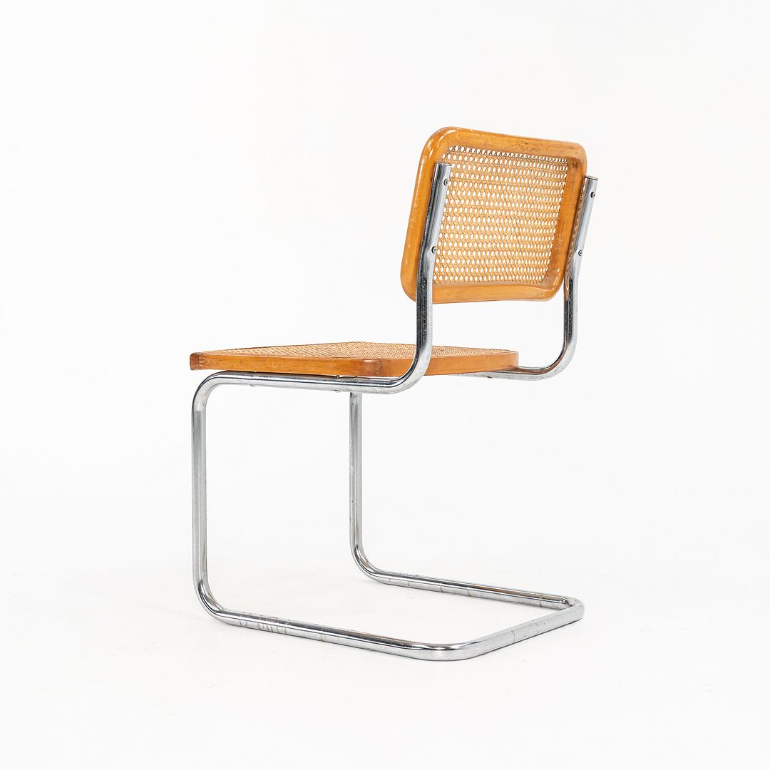 1970s Knoll Cesca Side Chair by Marcel Breuer in Beech, Cane, & Steel, Model B32