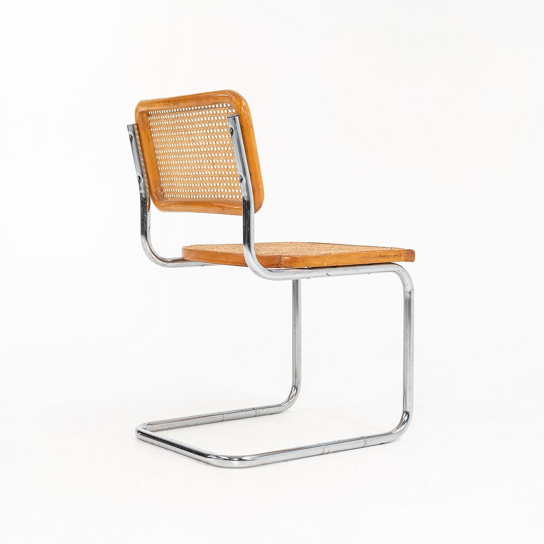 1970s Knoll Cesca Side Chair by Marcel Breuer in Beech, Cane, & Steel, Model B32