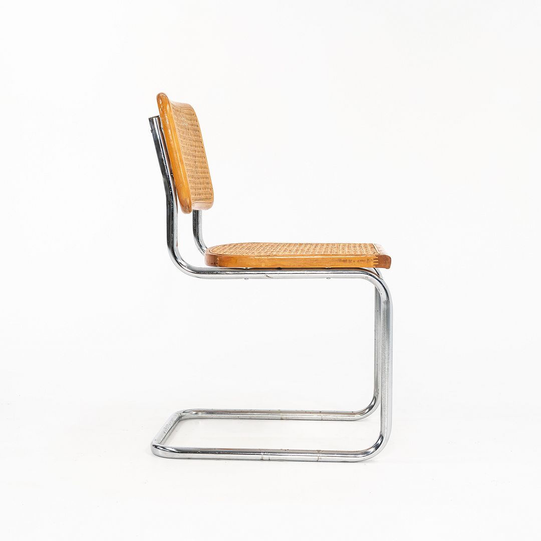 1970s Knoll Cesca Side Chair by Marcel Breuer in Beech, Cane, & Steel, Model B32