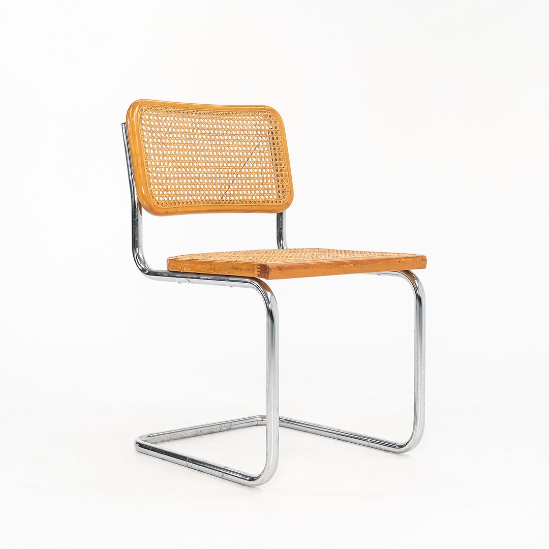 1970s Knoll Cesca Side Chair by Marcel Breuer in Beech, Cane, & Steel, Model B32