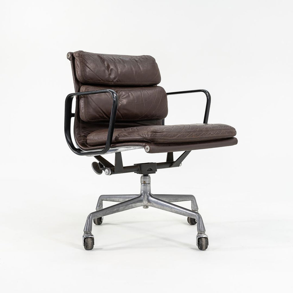 SOLD 1981 Eames Soft Pad Management Desk Chair, Model EA148 by Ray and Charles Eames for Herman Miller in Brown Leather