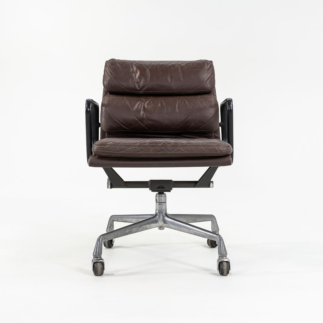 1981 Eames Soft Pad Management Desk Chair, Model EA148 by Ray and Charles Eames for Herman Miller in Brown Leather