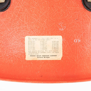 1958 Pair of Herman Miller Eames Fiberglass Dining Shell Chair in Red / Orange