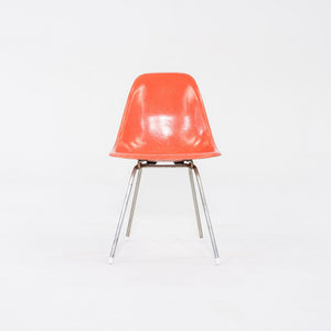 1958 Pair of Herman Miller Eames Fiberglass Dining Shell Chair in Red / Orange