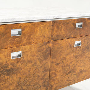 1965 Olive Ash Burl 2-Position Credenza by Gordon Bunshaft of SOM for Chase Manhattan Bank