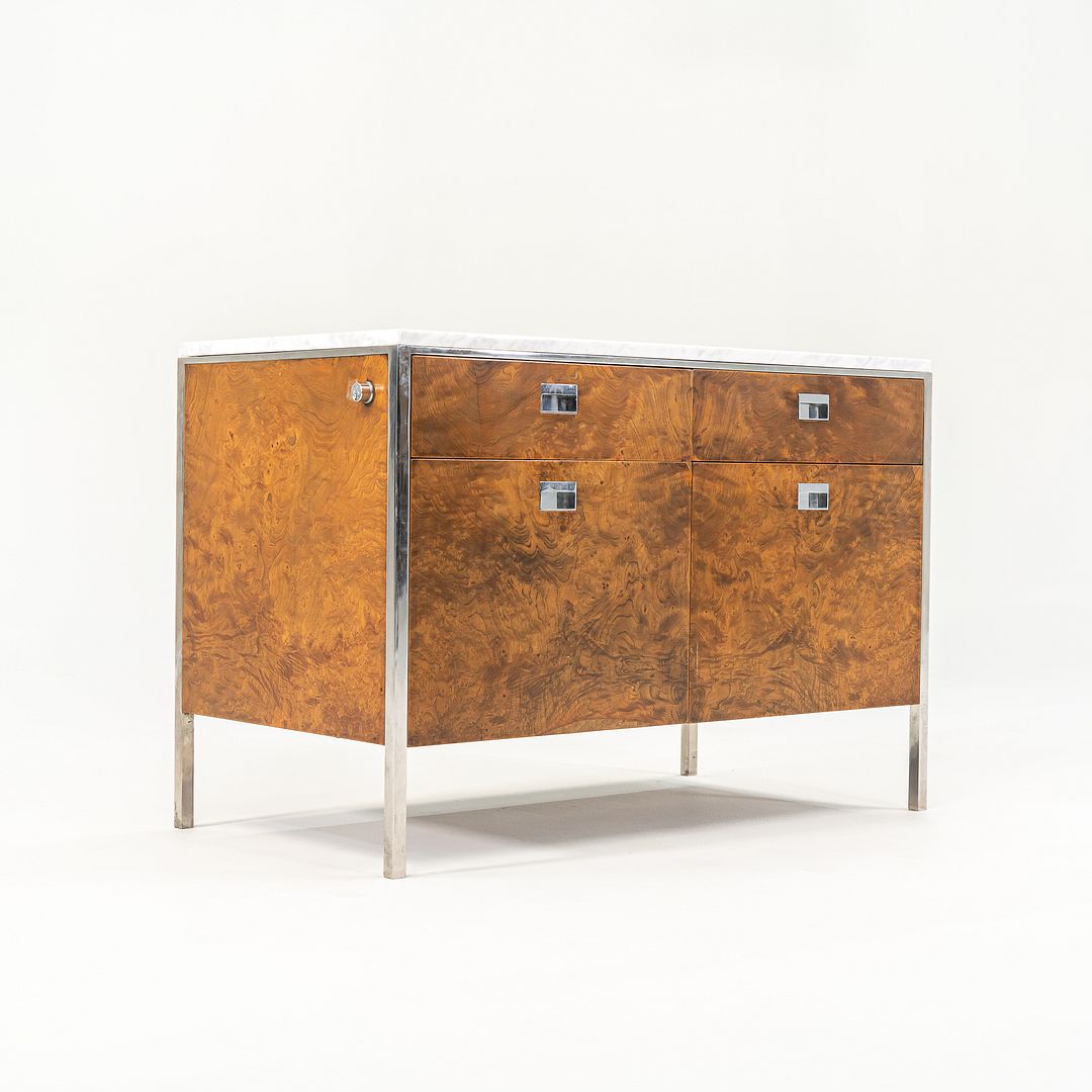 1965 Olive Ash Burl 2-Position Credenza by Gordon Bunshaft of SOM for Chase Manhattan Bank