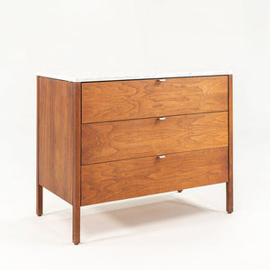 1960s Florence Knoll 3-Drawer Dresser Cabinet in Walnut with Marble Top 1x Available