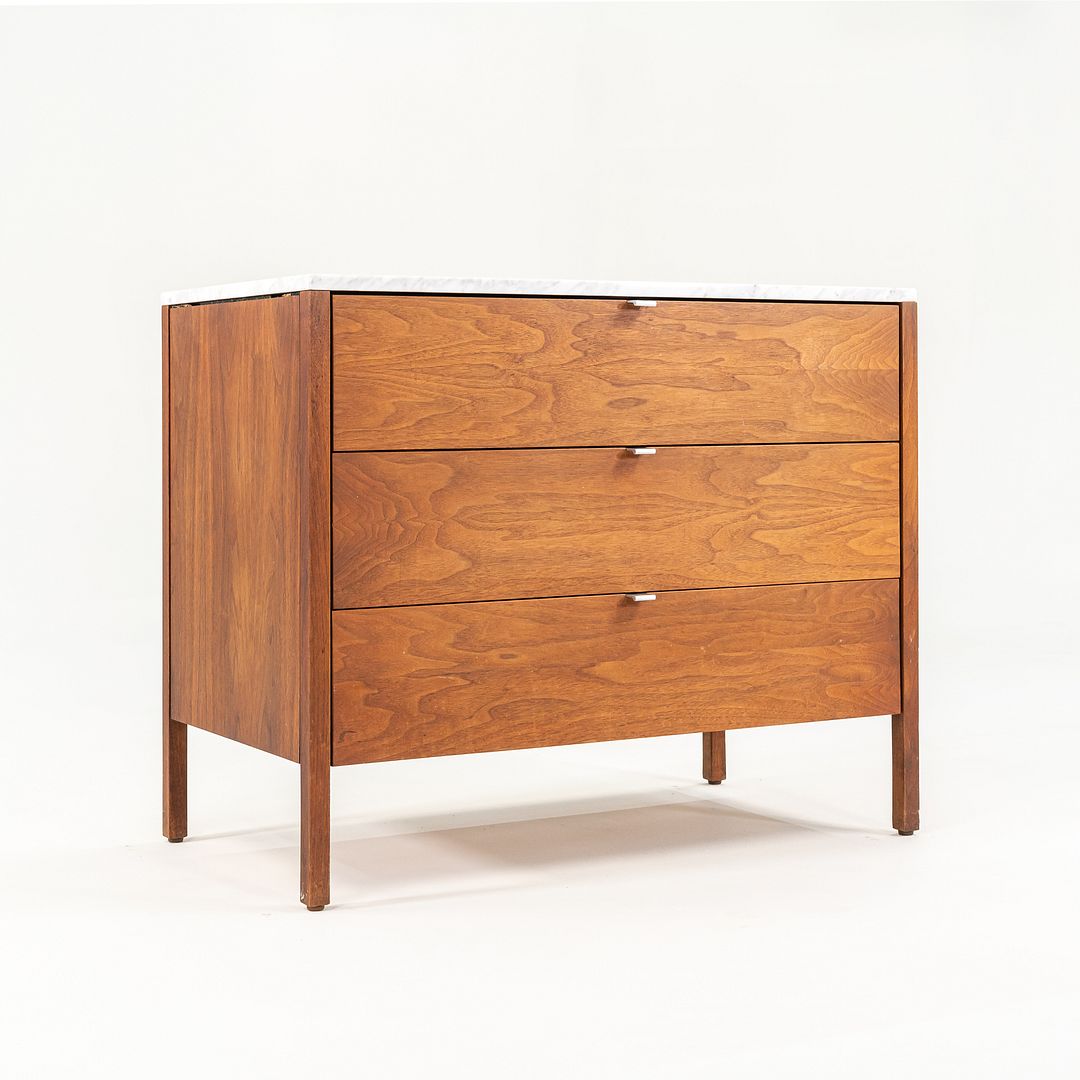 1960s Florence Knoll 3-Drawer Dresser Cabinet in Walnut with Marble Top 1x Available