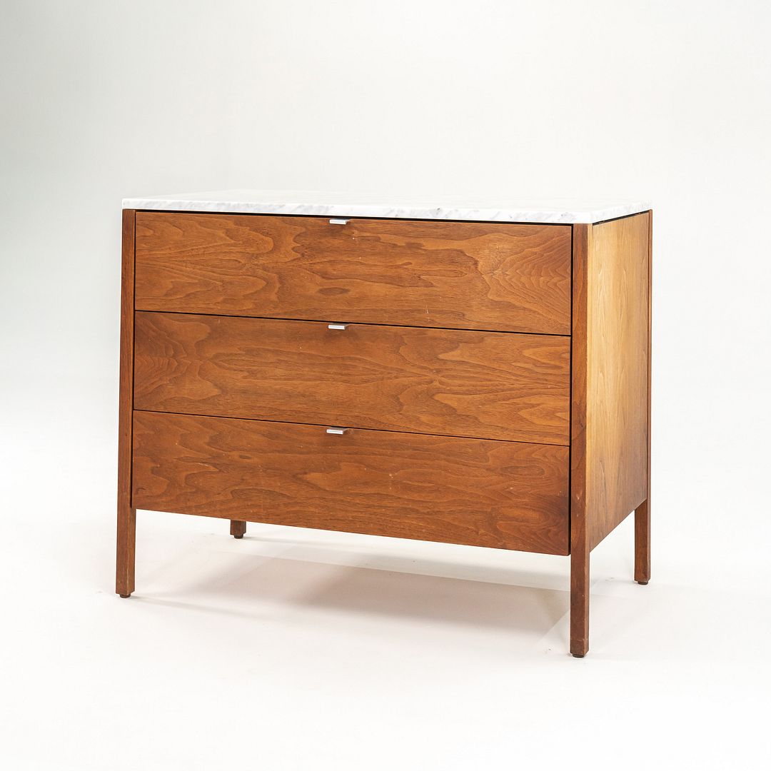 1960s Florence Knoll 3-Drawer Dresser Cabinet in Walnut with Marble Top 1x Available