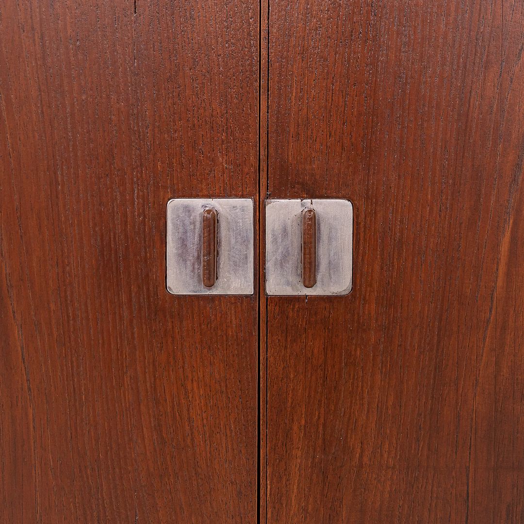 SOLD 1959 RY-25 Tambour Credenza Cabinet by Hans J Wegner for RY Mobler in Teak and Steel