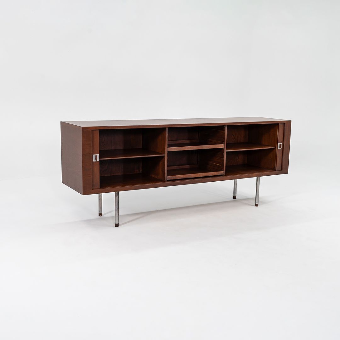 SOLD 1959 RY-25 Tambour Credenza Cabinet by Hans J Wegner for RY Mobler in Teak and Steel