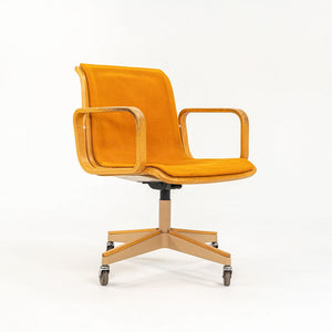 1970s Bill Stephens for Knoll Office Armchair in Oak w/ Orange Fabric Upholstery