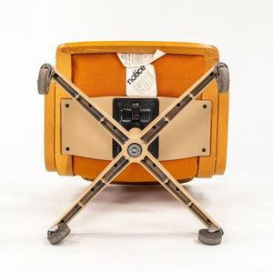 1970s Bill Stephens for Knoll Office Armchair in Oak w/ Orange Fabric Upholstery