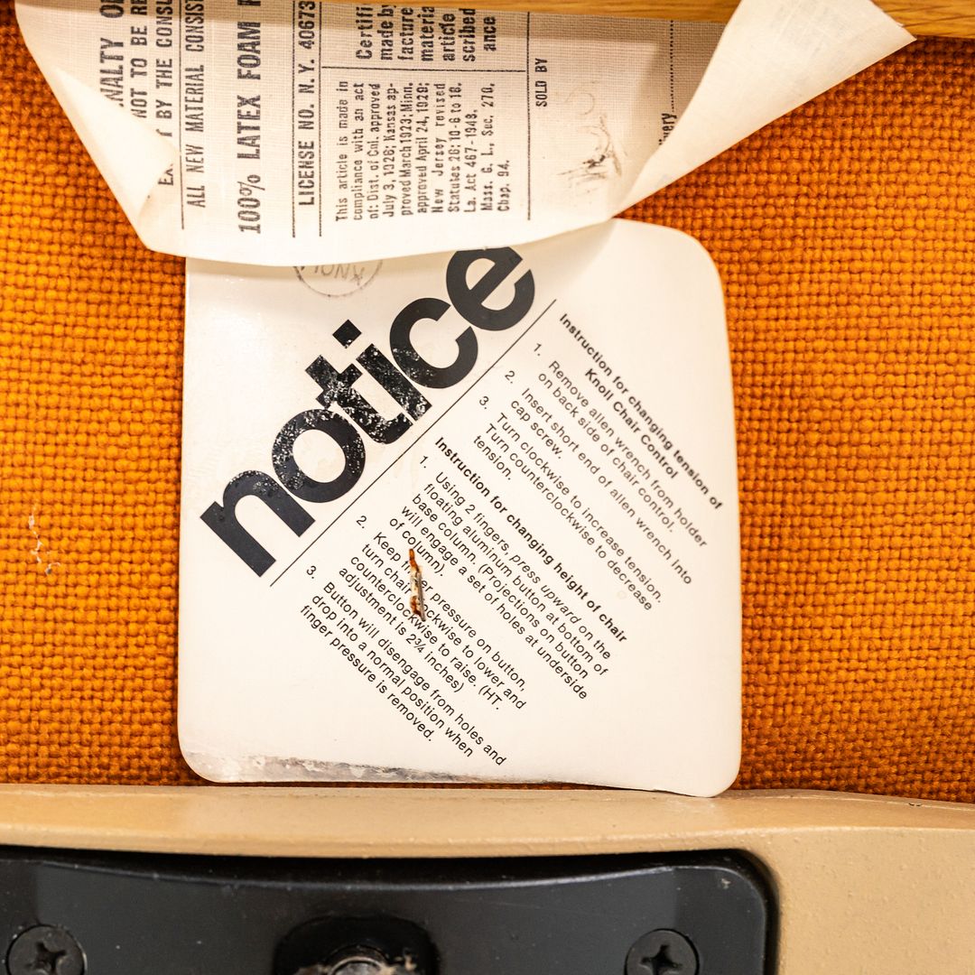 1970s Bill Stephens for Knoll Office Armchair in Oak w/ Orange Fabric Upholstery
