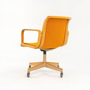 1970s Bill Stephens for Knoll Office Armchair in Oak w/ Orange Fabric Upholstery