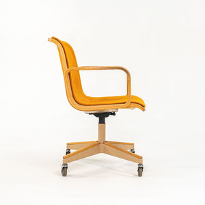 1970s Bill Stephens for Knoll Office Armchair in Oak w/ Orange Fabric Upholstery