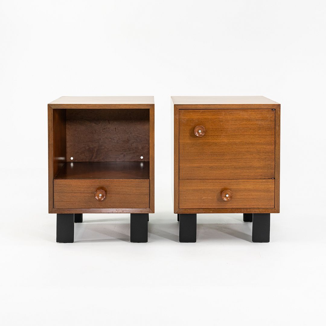 SOLD 1950s Pair of Basic Cabinet Series Nightstands by George Nelson for Herman Miller in Walnut