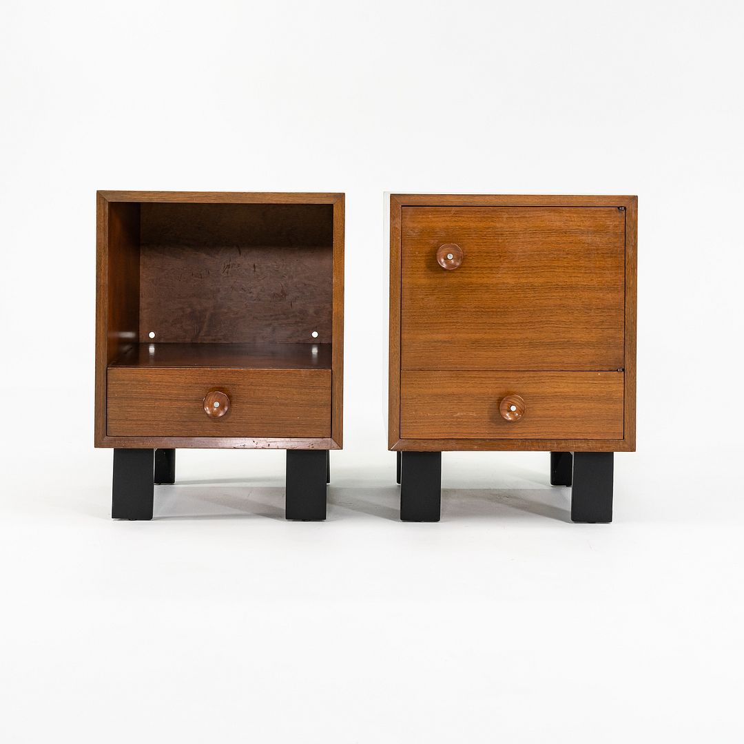 SOLD 1950s Pair of Basic Cabinet Series Nightstands by George Nelson for Herman Miller in Walnut