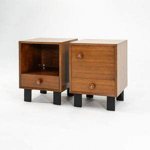 1950s Pair of Basic Cabinet Series Nightstands by George Nelson for Herman Miller in Walnut